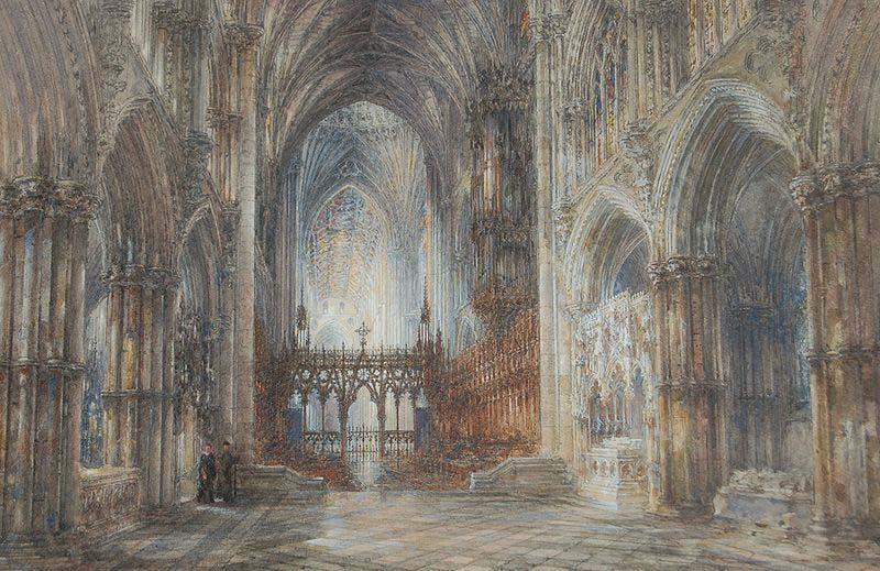 Wyke Bayliss Ely Cathedral pen and watercolour oil painting picture